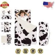 Machine Washable Cow Print Toddler Nap Mat - Perfect for Daycare & Sleepovers