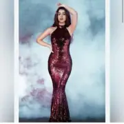 ZARA WOMAN LONG SEQUINED DRESS HALTER M Red FESTIVE