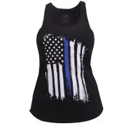 Women's Thin Blue Line Flag Racerback Tank Top - Womens Black Tank Top With TBL