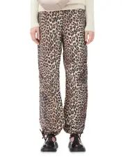 Ganni Leopard Print Drawstring Pants