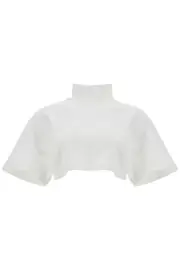 [ALAIA] ALAIA high-neck jersey crop top S White