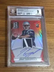 2014 Spectra~JIMMY GAROPPOLO #218~Rookie Patch Auto~Red Prizm 9/10 Rare~BGS 9/10