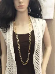 Geometry shape necklace, Chunky gold chain necklace 39 inch long