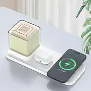 Wireless Charging Station with Night Light Max.15W Fast Wireless Charger with Brightness for (i-Phone) 15-8 Series ((Air-Pods)) 3/2 for (Hua-wei) Mate-60 All Series GalaxyBuds