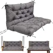 Gollense Porch Swing Cushions, 3 Seat Outdoor Swing Cushion Replacement with Backrest, 60 x 40 x 4 Inches Bench Cushion with 8 Ties for Outdoor Furniture for Patio, Backyard, Garden, Dark Grey