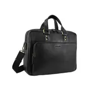 Pierre Cardin Men's Leather Rustic Business/Laptop Bag - Black