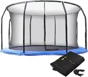 Trampoline Safety Net Replacement, 8FT UV Resistant Trampoline Enclosure Surround Netting with Zippers and Buckles, Fits Most Outdoor Garden Round Frames Trampolines Accessories,8 FT - 6 Poles,Black