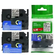 2/Pack 18mm Black on Clear Tape for P-touch Model PT2730, PT-2730 Label Maker