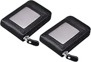 [Generic] 2pcs Card Holder Wallet for Men and Women Chic Design Multi Card Organizer with Practical Zipper for Everyday Use