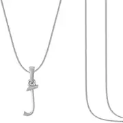 [DENMOUS] Alphabet Silver Chain Pendant (92.5% purity) for kids upto 4 years by (Snake Chain: 12 Inches)-kdpss12-j-8032-1, Small, Gemstone