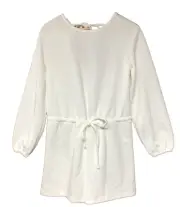 Atmos & Here Women's (8) Romper Long Balloon Sleeve Rib Drawstring White. NWT