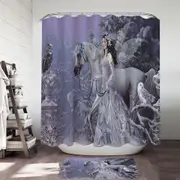 Fantasy Horse Owls and the Winter Wings Fairy Shower Curtain