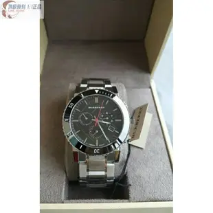 高端 BURBERRY巴寶莉手錶男錶時尚酷黑齒輪錶盤鋼帶男錶BU9380
