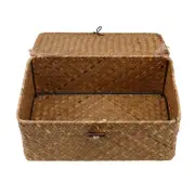 Wicker Baskets Rectangular Woven Storage Basket with Lid Home Organizer Basket