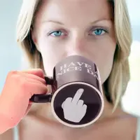 在飛比找ETMall東森購物網優惠-HAVE A NICE DAY中指FUCK陶瓷咖啡馬克杯子水