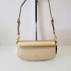Coach CW023 Pearlized Leather Andrea Shoulder Bag Handbag Light Champagne