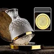 JQWIN Lead-Free Glass Wine Decanter, 1.5 Litre Capacity, Rotating Glass Design, 3 Color Options (Golden)