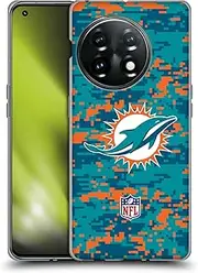 Head Case Designs Officially Licensed NFL Digital Camouflage Miami Dolphins Graphics Soft Gel Case Compatible with OnePlus 11 5G