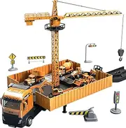 Large Construction Truck Cars Toys for 3+ Year Old Boys, STEM Building & Construction Toys, Engineering Vehicle Set, Crane Tower, Excavator Bulldozer Cement Dump Truck, Christmas Birthday