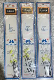 3 Packs JT Jeros Tackle Mustad Flounder Snelled Rigs Size 7