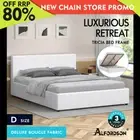 ALFORDSON Bed Frame Double Size Gas Lift Storage Base White Boucle TRICIA