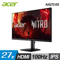 在飛比找PChome24h購物優惠-【Acer 宏碁】KA272 E0 27型 IPS 100H