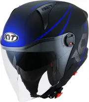 KYT D-City Colorful, open face helmet , color: Matt Black/Grey/Blue , size: M