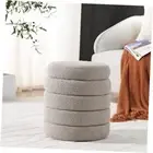 Modern Round Ottoman with Soft Padded Seat, Storage Vanity stools for Taupe