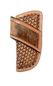 3D Knife Sheath Leather Basketweave Calf Hair Tan D8400708