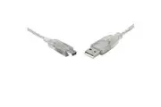 8Ware USB 2.0 Cable 1m A to Mini-USB B Male to Male Transparent