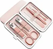 QURIPE Manicure Set, Luxury Manicure 7 In 1 Professional Pedicure Set, Nail Clippers Kit, Nail Care Tools with Luxurious Travel Case, Best Gifts For Women Girl(Rose Gold)