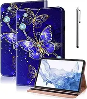 Case for Samsung Galaxy Tab S7 FE 2021 Protective Case 12.4 Inch with Screen Protector and Stylus Pen - Ultra Thin with Stand Function Cover PU Leather Samsung Tab S7 FE Case - Diamond