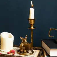 在飛比找樂天市場購物網優惠-Mia家居黃銅老鼠蠟燭臺杯進口復古北歐美式銅制品擺件裝飾禮品