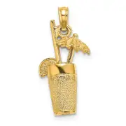 14k Yellow Gold 3-D Textured Cocktail Drink Charm