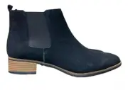 New White Mountain Ladies 1" Heel Suede Leather Ankle Boots Black Suede Size 7