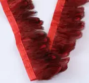 Red Natural Pheasant Feather Fringe Ribbon Trim Tassel Price for 30cm DIY Craft