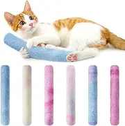 MEWTOGO 6Pcs Cat Kicker Toys with Sound Paper- Kitty Kick Sticks Soft Plush Cat Chew Toy to Squeak- Durable Cat Kick Toy for Indoor Kitten Cats Playing Chewing(11.8" x 1.6")