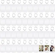 [twirush] 40 Pcs Large Keyring Blanks - Personalised Double-Sided Key Chains 5.5 x 4.2 cm - Acrylic Clear Photo Key Rings With Split Ring for Women Family Friends Craft Gift