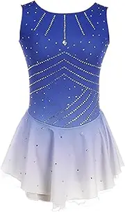 [Zagitova] Ice Figure Skating Dress for Girls Gradient Sleeveless Women Competition Dance Outfit with Shiny Rhinestone