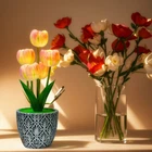 Home Flower LED Lamp Touch Control Dimmable LED Bedside Lamp USB Rechargeable