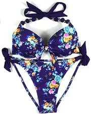 [EONAR] Womens Push Up Bikini Set Tie Side Swimwear Halter Neckholder Swimsuit