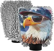 XYMZR Bald Bird Sunglasses Absorbent Microfiber Car Wash Mitt, Funny Cute Anime Scratch Free for Cars Cleaning, Home Cleaning Mitts, 2 Pack, 10.24” L x 7.09” W