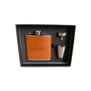 4pc Men's Republic Whiskey And Spirits Hip Flask, Funnel and 2 Cups Gift Set