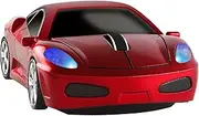 EALEK Wireless Mouse, Cool Car Computer Mouse, 2.4GHz 1600DPI USB Optical Mouse, 3 Buttons Ergonomic Wireless Mouse for Laptop/PC/Windows/Notebook/Mac-Red
