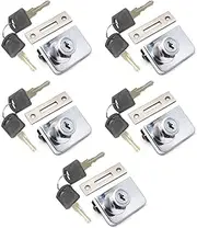 5Pcs Glass Cabinet Lock with The Same 10 Keys Glass Single Swing Glass Cabinet Showcase Door Lock Chrome Plated