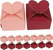 TOPPERFUN 100Pcs Heart Shaped Treat Boxes Romantic Candy Favor Boxes for Weddings Showers and Birthday Parties Cute Macaron Packaging Each