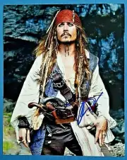 JOHNNY DEPP SIGNED 8X10 Pirates of the Caribbean PHOTO COA