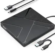 External CD/DVD Drive for Laptop, Updated USB/USBC CD DVD Player with Power C...