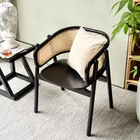 在飛比找ETMall東森購物網優惠-實木藤椅新中式餐椅現代簡約餐廳藤編靠背椅休閑椅子家用梳化妝椅