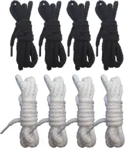 8 Pcs 6 Mm X 55" Inch Drawstring Cords Black, White for Hoodie, Sweatpants, Swea